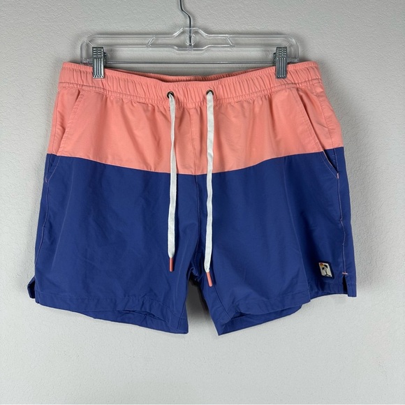 Marine Layer Men’s Pink Blue Colorblock Laird Swim Swimming Trunks Size Large - Picture 1 of 6